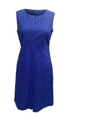 DVF Diane von Furstenberg Blue Geometric Circle Eyelet Dress Sz 4
